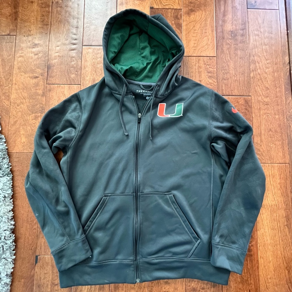 ❌ SOLD ❌ University of Miami UM Therma-Fit Zip Up Nike Hoodie